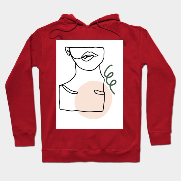 Minimal Line Drawing Woman's Lips Hoodie by Art Designs